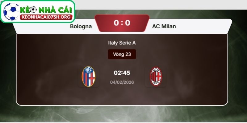 Kèo Nhà Cái Sh dự đoán tỷ số trận Bologna vs AC Milan