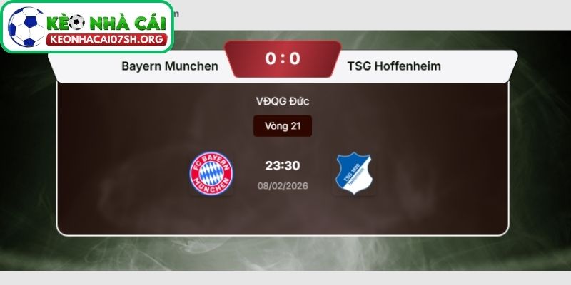 Nhận định bóng đá Bayern Munich vs Hoffenheim (23:30 08/02| Bundesliga) 4 Kèo Nhà Cái Sh dự đoán tỷ số trận Bayern Munich vs Hoffenheim