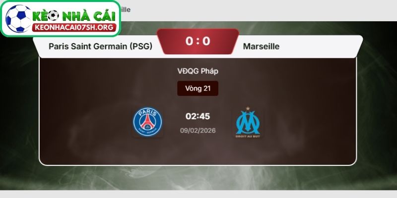 Kèo Nhà Cái Sh dự đoán tỷ số trận Paris Saint Germain vs Marseille